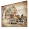 Designart - Medieval Castle with Carriage - Contemporary Print on Natural Pine Wood